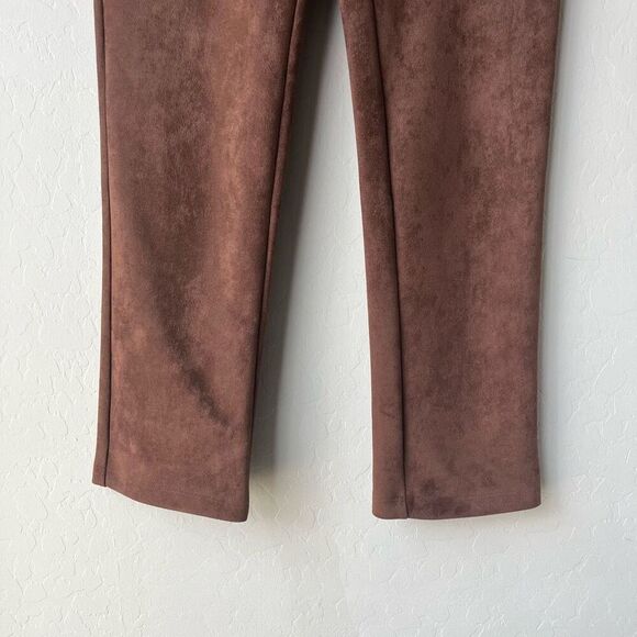 Leset Gaia High Waist Straight Chocolate Brown Faux Suede Pants Size XS - Picture 4 of 9